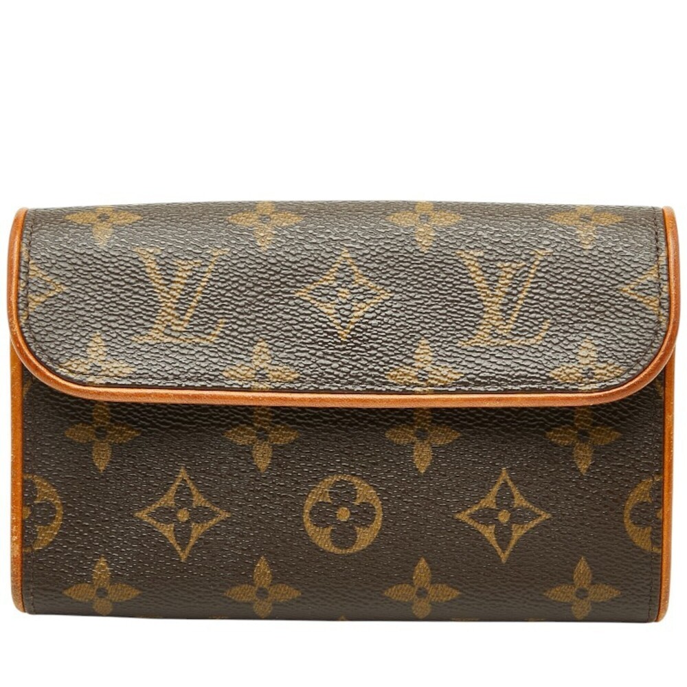 LOUIS VUITTON Authentic Brown Monogram Leather Pochette Pouch